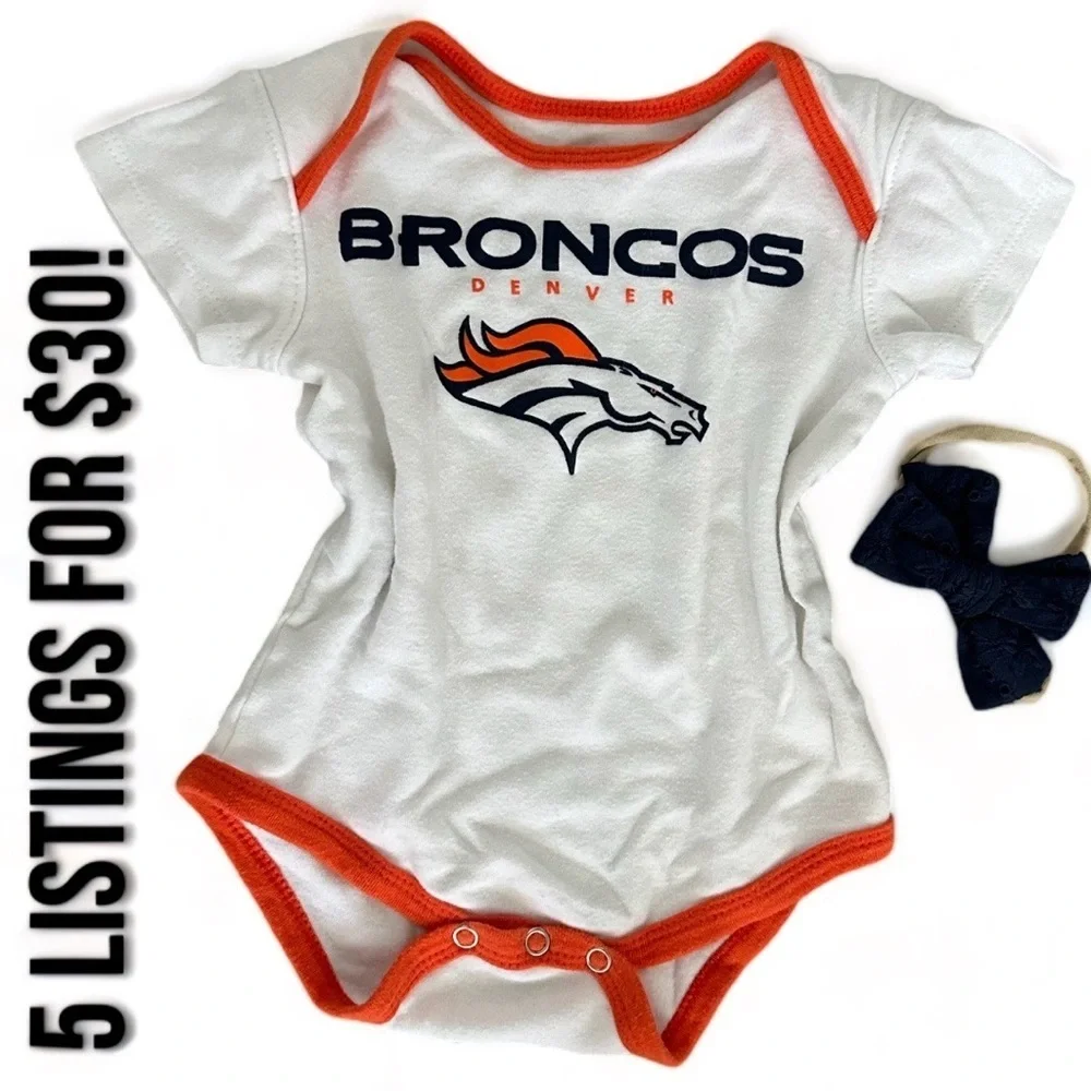 NFL 12 month Broncos football Baby Bodysuit & Matching Hairpiece
